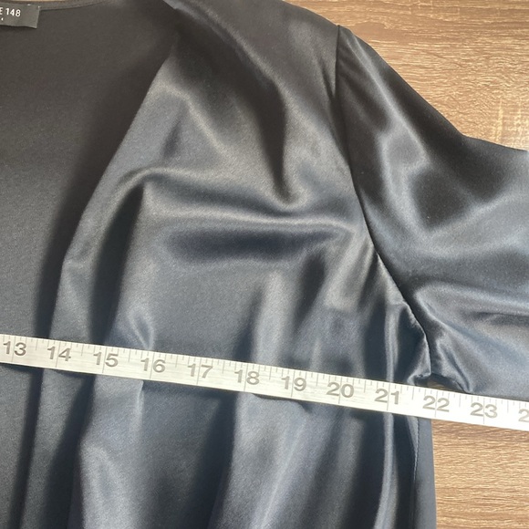 Lafayette 148 Navy Black Silk Combo Draped Long Sleeve Top Medium - Picture 5 of 9